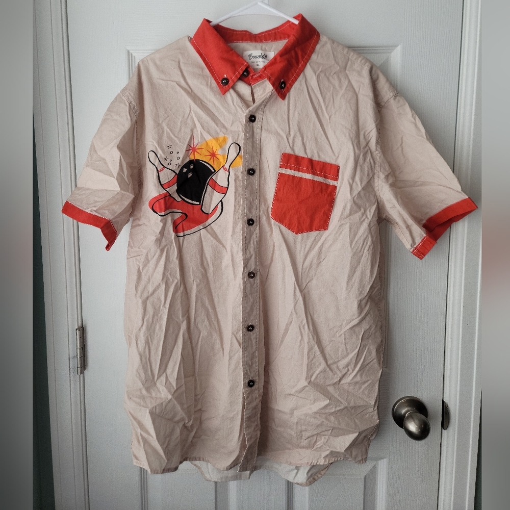Boozelele Bowling Short Sleeve Collared Button-up Shirt W/Pocket SZ XL